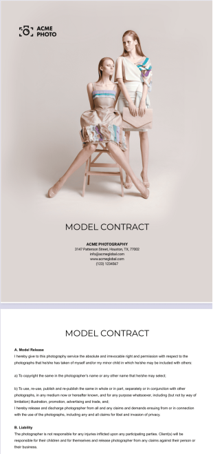 Model Contract Template - PDF Templates