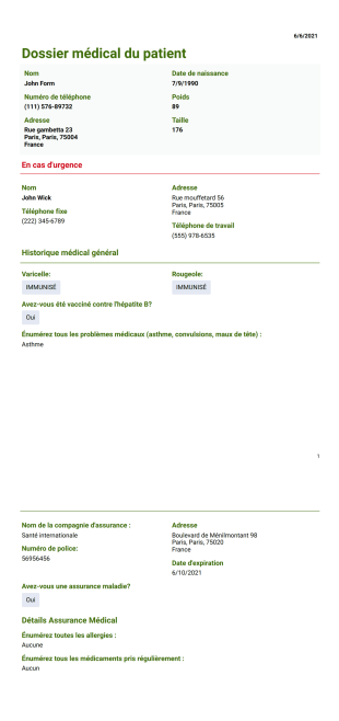 Modèle de dossier médical du patient - Modèles de PDF