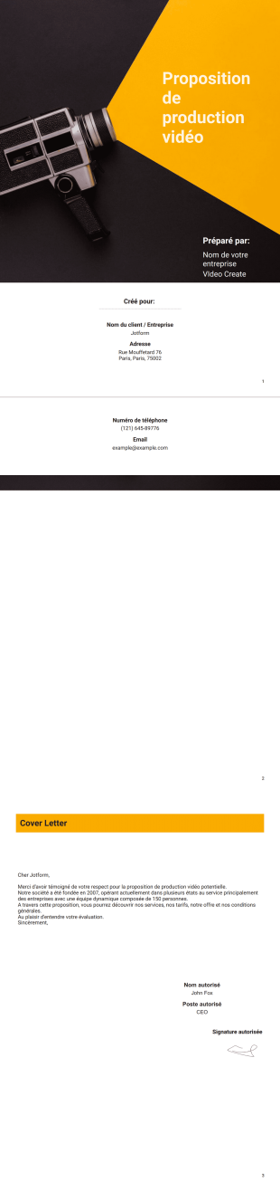 Modèle de proposition de production vidéo - Modèles de PDF