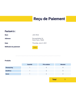 Modèle de reçu de paiement - Modèles de PDF