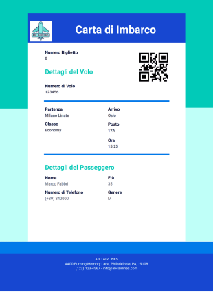 Modello Carta di Imbarco - PDF Templates