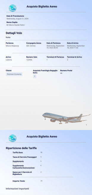 Modello di Biglietto Aereo - PDF Templates
