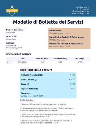 Modello di Bolletta dei Servizi - Modelli di PDF