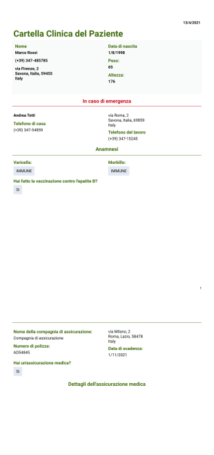 Modello di cartella clinica del paziente - PDF Templates