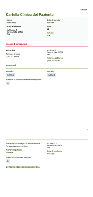 Modello di cartella clinica del paziente - Modelli di PDF