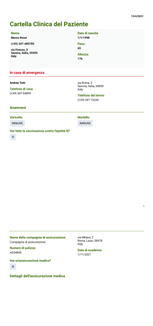 Modello di cartella clinica del paziente - Modelli di PDF