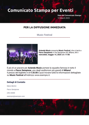 Modello di Comunicato Stampa per Eventi - Modelli di PDF