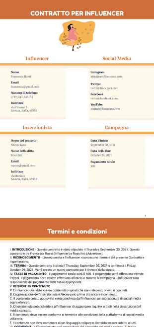 Modello di Contratto per Influencer - Modelli di PDF