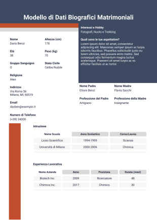 Modello di Dati Biografici Matrimoniali - Modelli di PDF