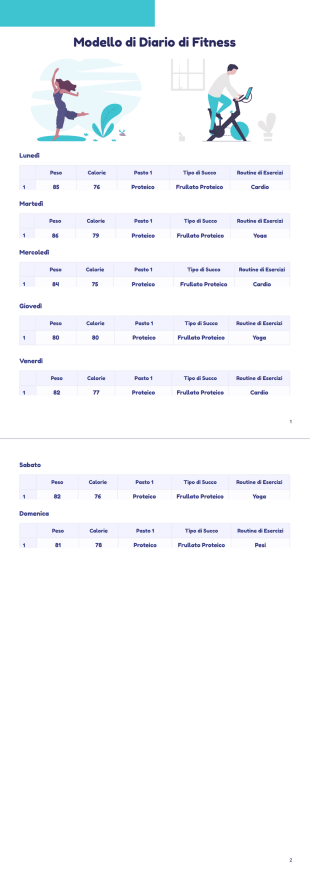 Modello di Diario di Fitness - PDF Templates