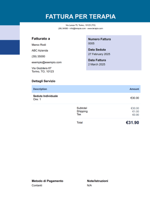 Modello di Fattura per Terapisti - PDF Templates