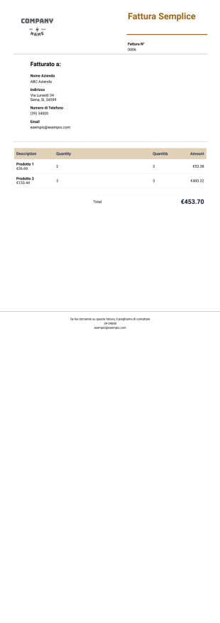 Modello di Fattura Semplice - Modelli di PDF