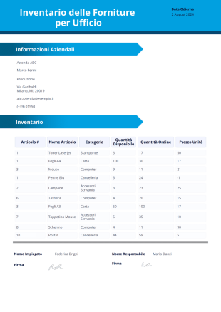 Modello di Inventario delle Forniture per Ufficio - PDF Templates