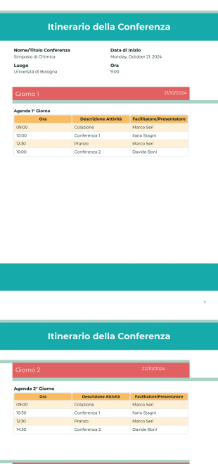 Modello di Itinerario della Conferenza - PDF Templates