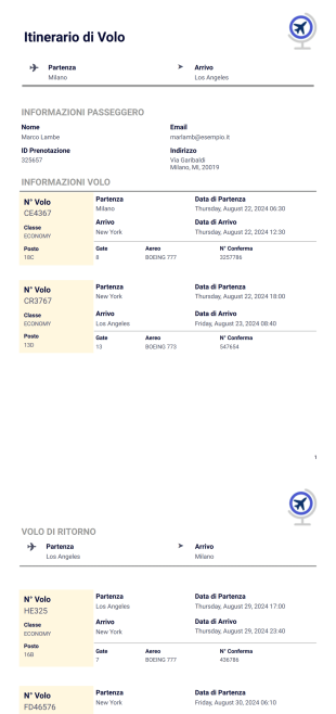 Modello di Itinerario di Volo - Modelli di PDF
