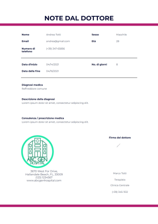 Modello di nota del medico - PDF Templates