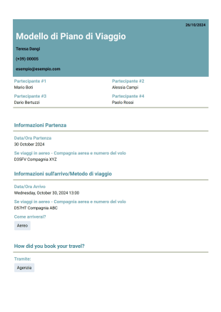 Modello di Piano di Viaggio - Modelli di PDF