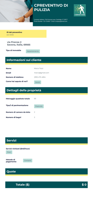 Modello di preventivo di pulizia - PDF Templates