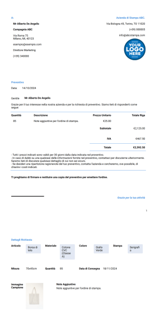 Modello di Preventivo di Stampa - Modelli di PDF