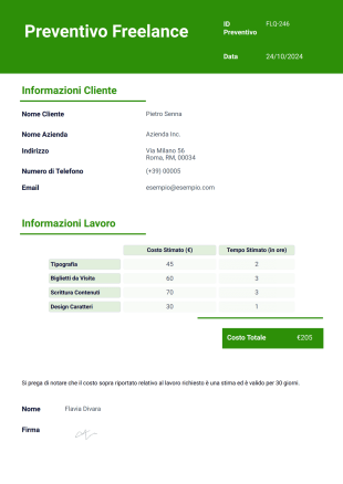 Modello di Preventivo Freelance - PDF Templates
