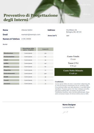 Modello di Preventivo per la Progettazione degli Interni - Modelli di PDF