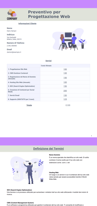 Modello di Preventivo per Progettazione Web - Modelli di PDF