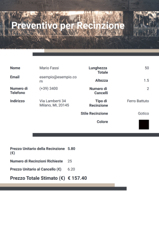 Modello di Preventivo per Recinzione - Modelli di PDF