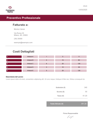 Modello di Preventivo Professionale - PDF Templates