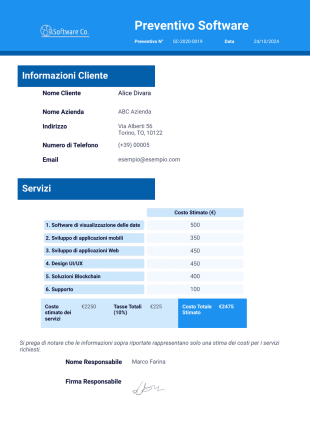 Modello di Preventivo Software - PDF Templates