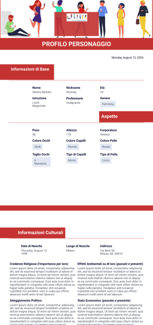 Modello di Profilo del Personaggio - PDF Templates