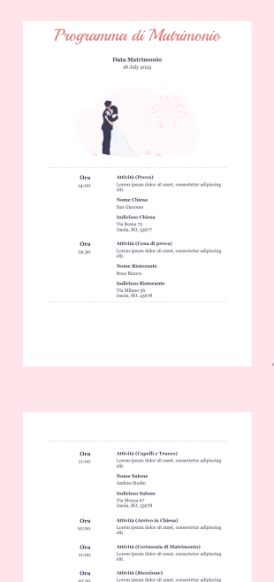 Modello di Programma di Matrimonio - Modelli di PDF