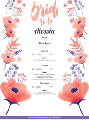 Modello di Programma per Addio al Nubilato - Modelli di PDF