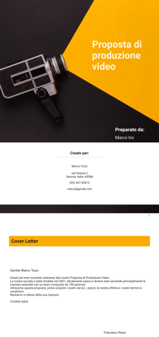 Modello di proposta di produzione video - PDF Templates