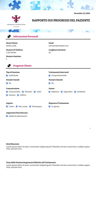 Modello di Rapporto sui Progressi del Paziente - Modelli di PDF