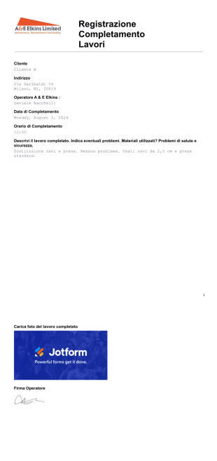 Modello di Registrazione Completamento Lavori - PDF Templates