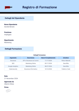 Modello di Registro di Formazione - PDF Templates