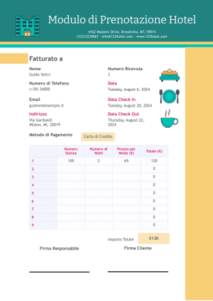 Modello di Ricevuta dell'Hotel - Modelli di PDF