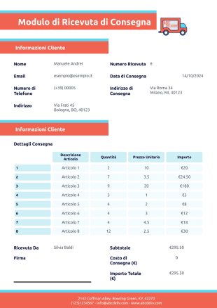 Modello di Ricevuta di Consegna - PDF Templates