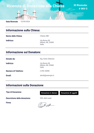 Modello di Ricevuta di Donazione alla Chiesa - Modelli di PDF