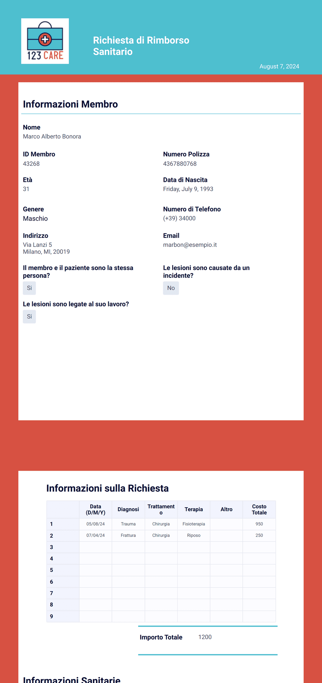 Modulo Rimborso Modello di Richiesta di Rimborso delle Spese Sanitarie - Modelli di PDF ...