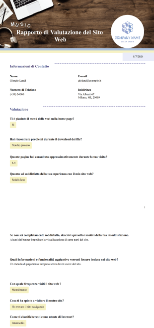 Modello di Valutazione del Sito Web - PDF Templates