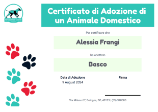 Modello Gratuito di Certificato di Adozione di un Animale Domestico - Modelli di PDF
