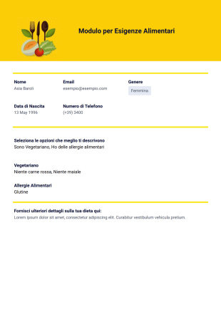 Modello per Esigenze Alimentari - Modelli di PDF