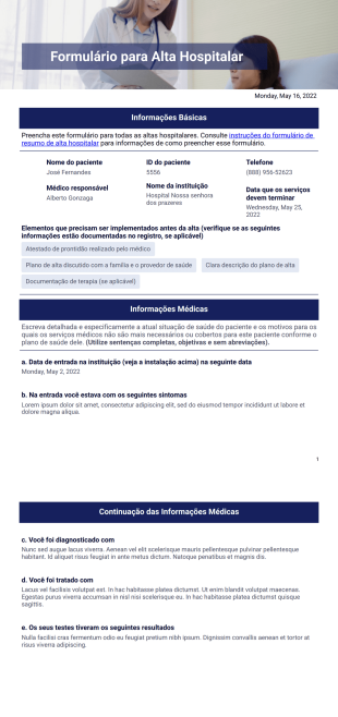 Modelo de Alta Hospitalar - Modelos para PDFs