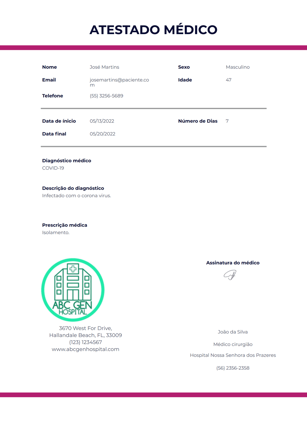 Atestado Medico Gratis Para Trabalho