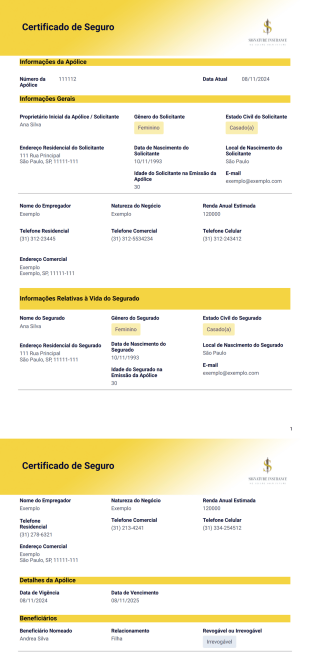 Modelo de Certificado de Seguro - PDF Templates