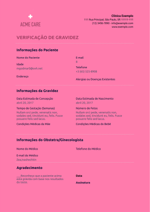 Modelo de Comprovação de Gravidez - Modelos para PDFs