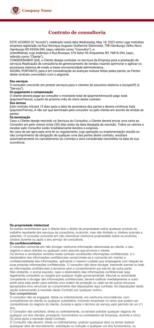 Modelo de contrato de consultoria - PDF Templates