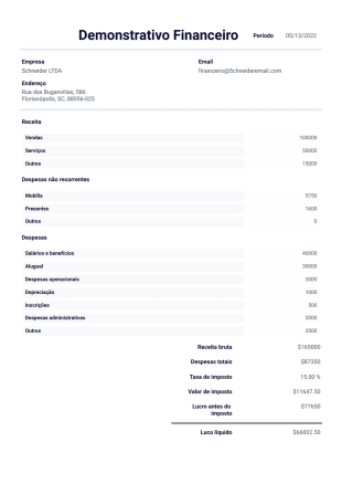 Modelo de Demonstrativo Financeiro - PDF Templates