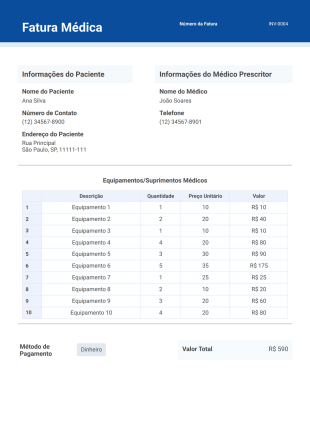Modelo de Fatura Médica - Modelos para PDFs